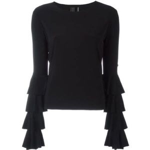Norma Kamali Ruffle Long Sleeve Tee XS